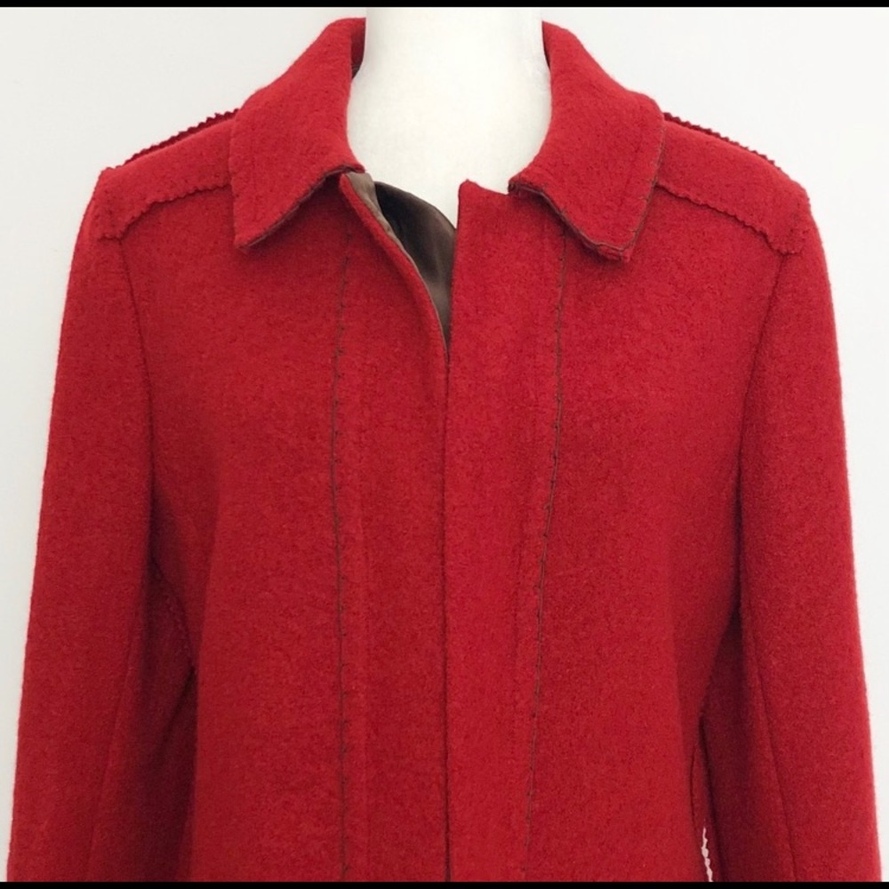 Vintage Y2K Thien LE Red Wool & Satin Coat Size 10